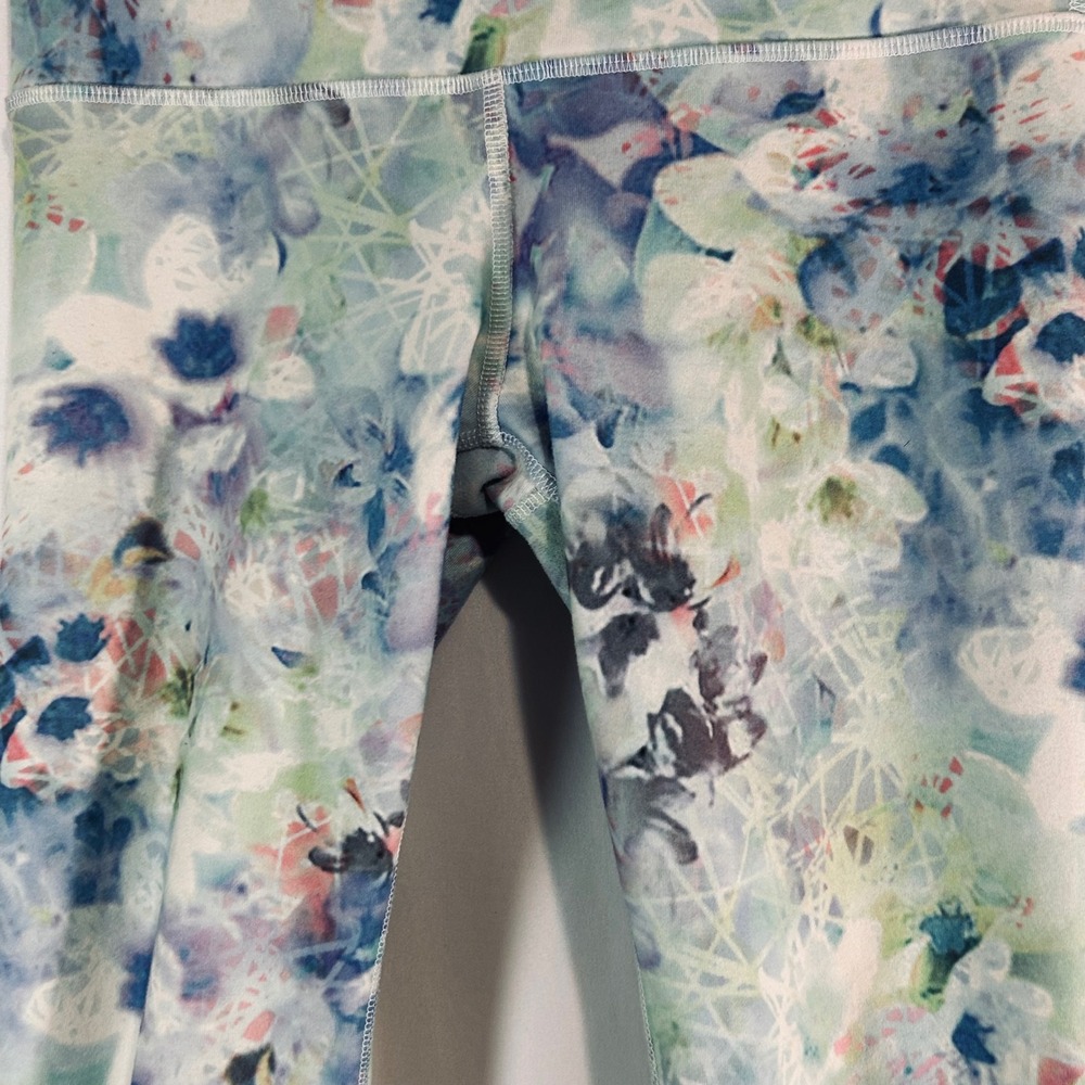 Alo Yoga Womens Floral Watercolor Print Cropped Leggings Blue Green Small - Picture 3 of 7